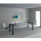 Mesa de comedor extensible a 2,8 m con tapa de metal y cerámica mate - Rashid viadurini