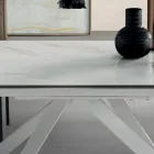 Mesa de Comedor Extensible a 240 cm Efecto Mármol y Estructura Metálica – Yvan viadurini