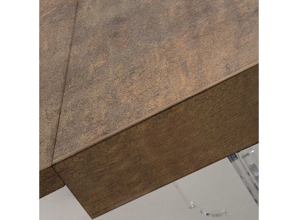 Mesa de comedor extensible hasta 255 cm en plexiglás y madera Made in Italy - Francoise viadurini