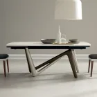 Mesa de comedor extensible a 294 cm de cerámica pulida y poliuretano - Stalto viadurini
