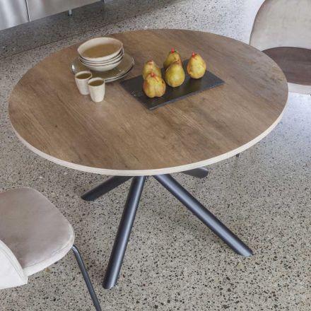 Mesa de Comedor Extensible Hasta 165 cm en Acero y Madera Melamina - Veneto viadurini