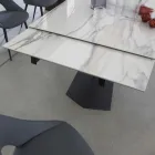 Mesa de Comedor Extensible Hasta 270 cms con Sobre de Cristal Cerámico - Trasimeno viadurini