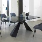 Mesa de Comedor Extensible Hasta 270 cms con Sobre de Cristal Cerámico - Trasimeno viadurini