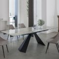 Mesa de Comedor Extensible Hasta 270 cms con Sobre de Cristal Cerámico - Trasimeno