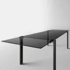 Mesa de comedor extensible hasta 280 cm con tapa de cristal Made in Italy - Melo viadurini