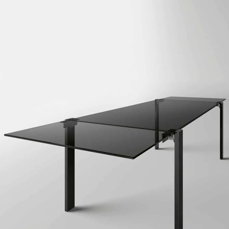 Mesa de comedor extensible hasta 280 cm con tapa de cristal Made in Italy - Melo viadurini