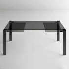 Mesa de comedor extensible hasta 280 cm con tapa de cristal Made in Italy - Melo viadurini