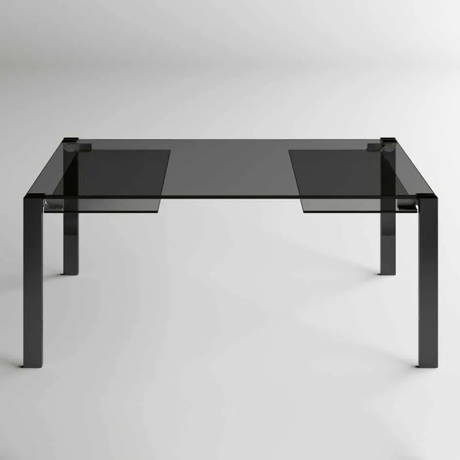 Mesa de comedor extensible hasta 280 cm con tapa de cristal Made in Italy - Melo viadurini