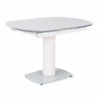 Mesa de comedor extensible de vidrio y símil piel, L120 / 180xP90cm, Lelia viadurini