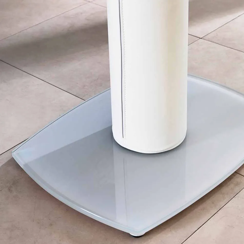 Mesa de comedor extensible de vidrio y símil piel, L120 / 180xP90cm, Lelia viadurini