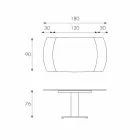 Mesa de comedor extensible de vidrio y símil piel, L120 / 180xP90cm, Lelia viadurini