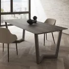 Mesa de Comedor Fija en Metal y Hpl Estratificado Made in Italy - Bastiano viadurini