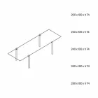 Mesa de comedor en vidrio transparente y metal varios colores 5 tamaños - Aschio viadurini