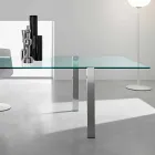 Mesa de comedor en vidrio transparente y metal varios colores 5 tamaños - Aschio viadurini