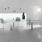 Mesa de comedor en vidrio transparente y metal varios colores 5 tamaños - Aschio viadurini