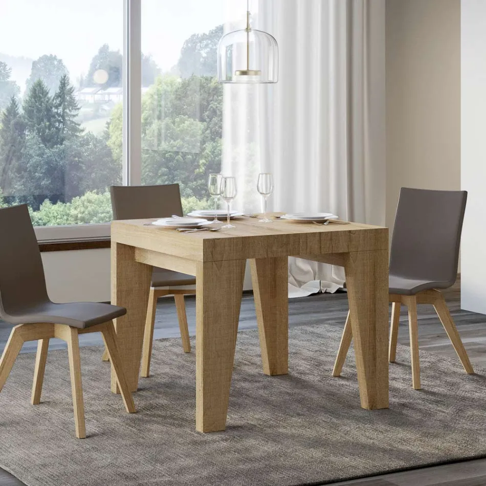 Mesa Cuadrada Extensible hasta 246 cm en Madera Made in Italy - Flor viadurini