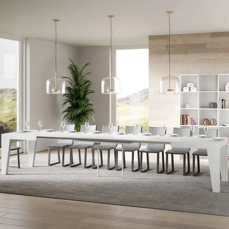 Mesa Cuadrada Extensible hasta 440 cm en Madera Made in Italy - Flor viadurini