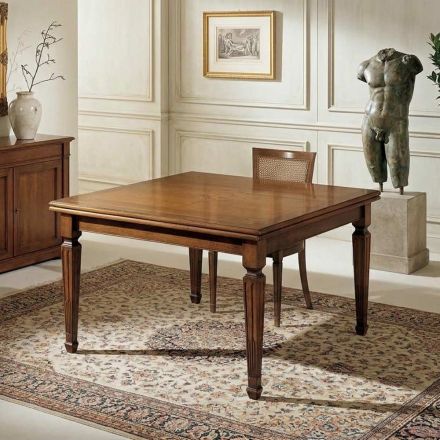 Mesa cuadrada extensible Angelite, hasta 208 cm, fabricada en Italia. viadurini