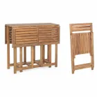 Mesa de exterior cuadrada en madera de acacia con 4 sillas plegables - Sage viadurini