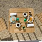 Mesa de jardín cuadrada en madera de teca Made in Italy - Liberato viadurini