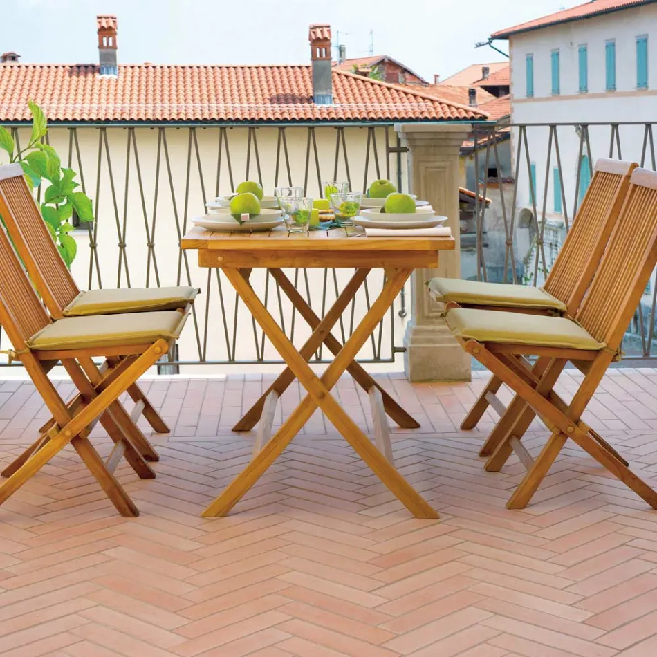 Mesa de Jardín Rectangular 120x70 cm Fabricada en Teca - Alba viadurini