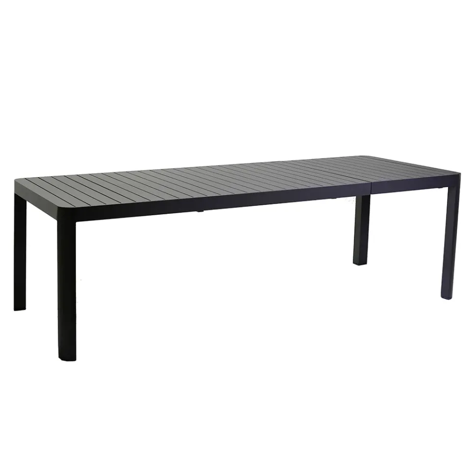 Mesa rectangular extensible hasta 240 cm para exterior en aluminio - Hoja viadurini