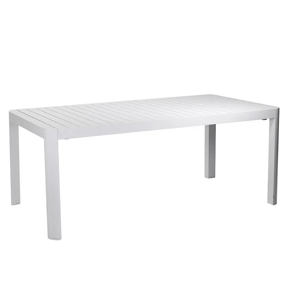 Mesa rectangular extensible hasta 240 cm para exterior en aluminio - Hoja viadurini