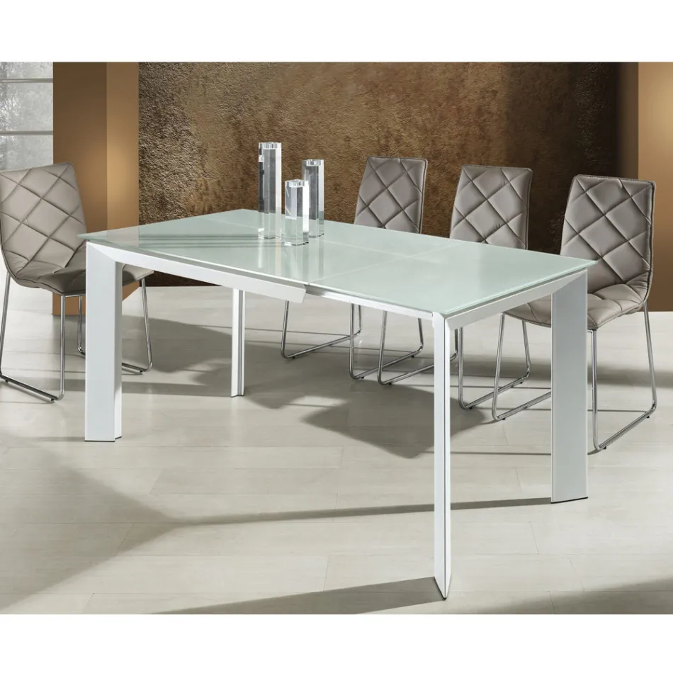 Mesa rectangular extensible hasta 220 cm blanca opaca Jordy viadurini