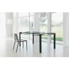 Mesa rectangular extensible en vidrio transparente Made in Italy - Sopot viadurini