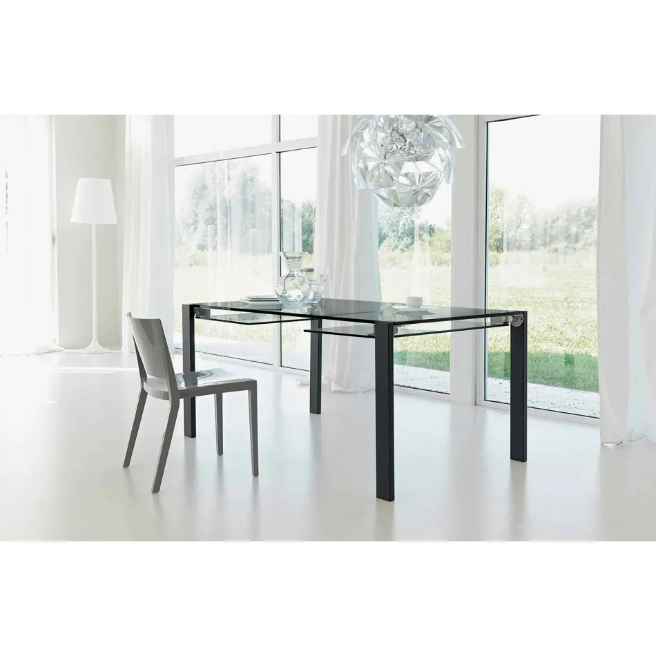Mesa rectangular extensible en vidrio transparente Made in Italy - Sopot viadurini