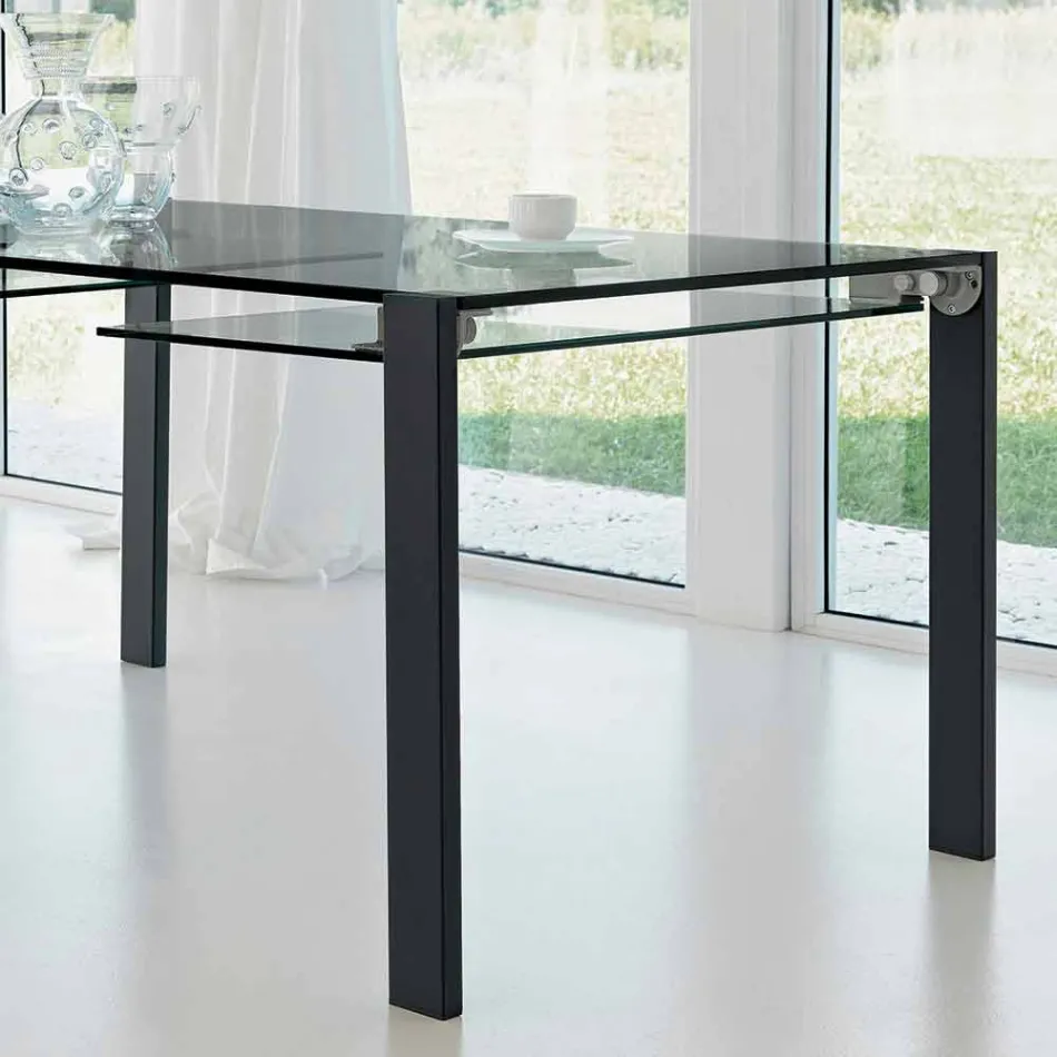 Mesa rectangular extensible en vidrio transparente Made in Italy - Sopot viadurini