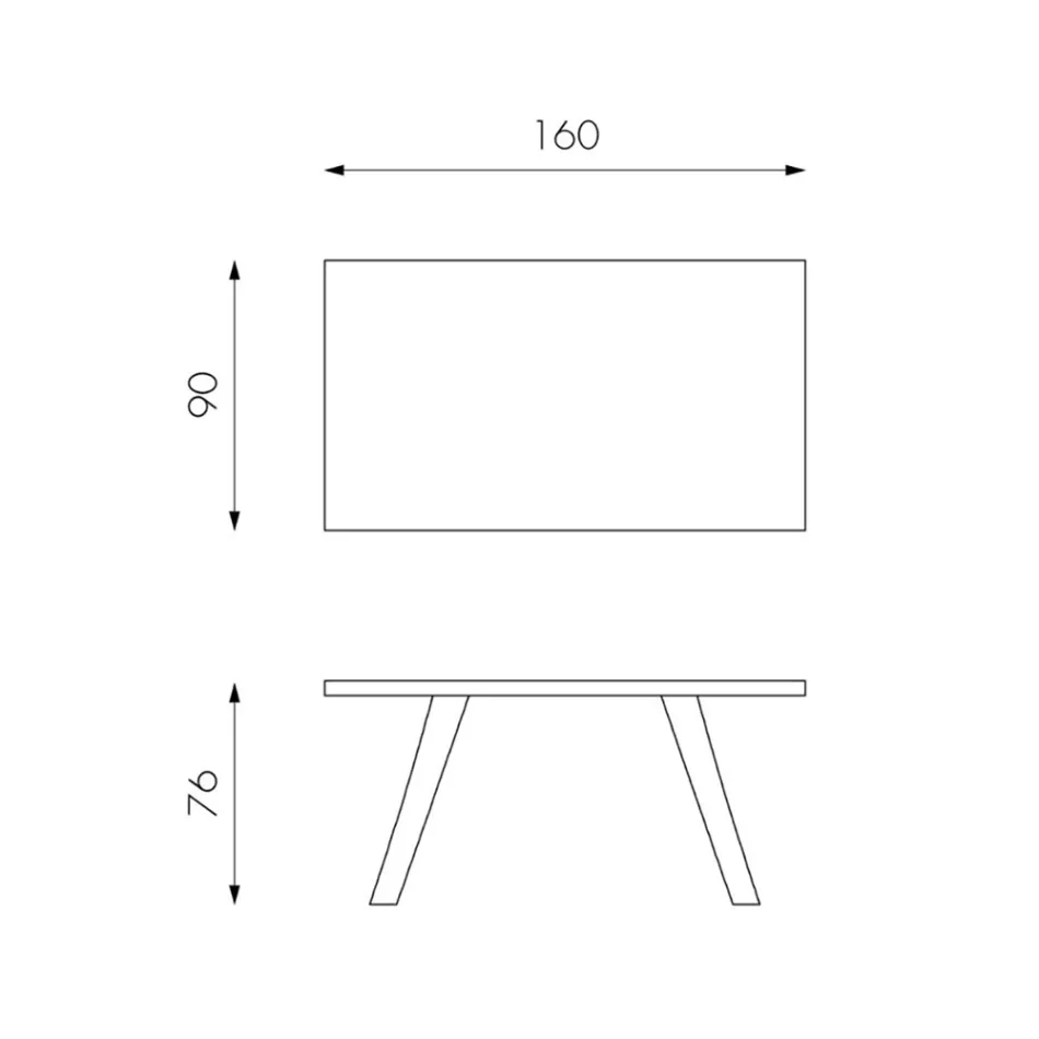 Mesa rectangular con tapa de chapa de roble y base de aluminio - Logan viadurini
