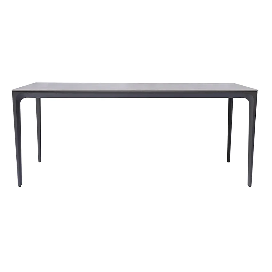 Mesa de jardín rectangular de aluminio y gres - Lunara viadurini