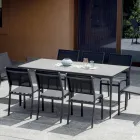 Mesa de jardín rectangular de aluminio y gres - Lunara viadurini