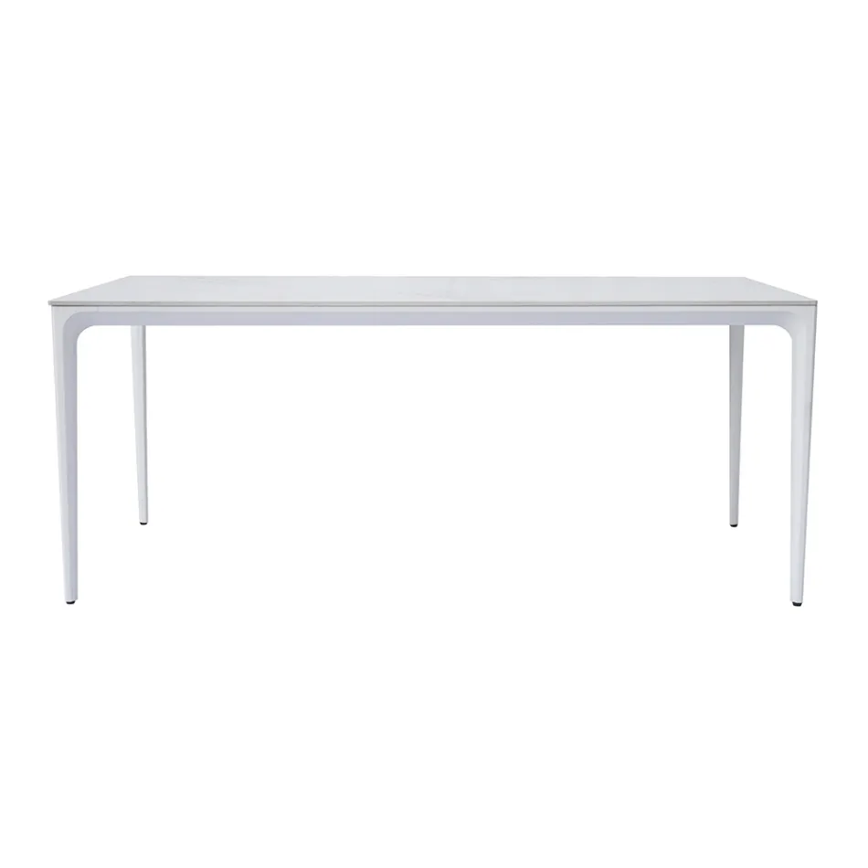 Mesa de jardín rectangular de aluminio y gres - Lunara viadurini