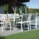 Mesa de jardín rectangular de aluminio y gres - Lunara viadurini