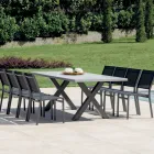 Mesa de jardín rectangular de aluminio y resina gris - Nuvia viadurini