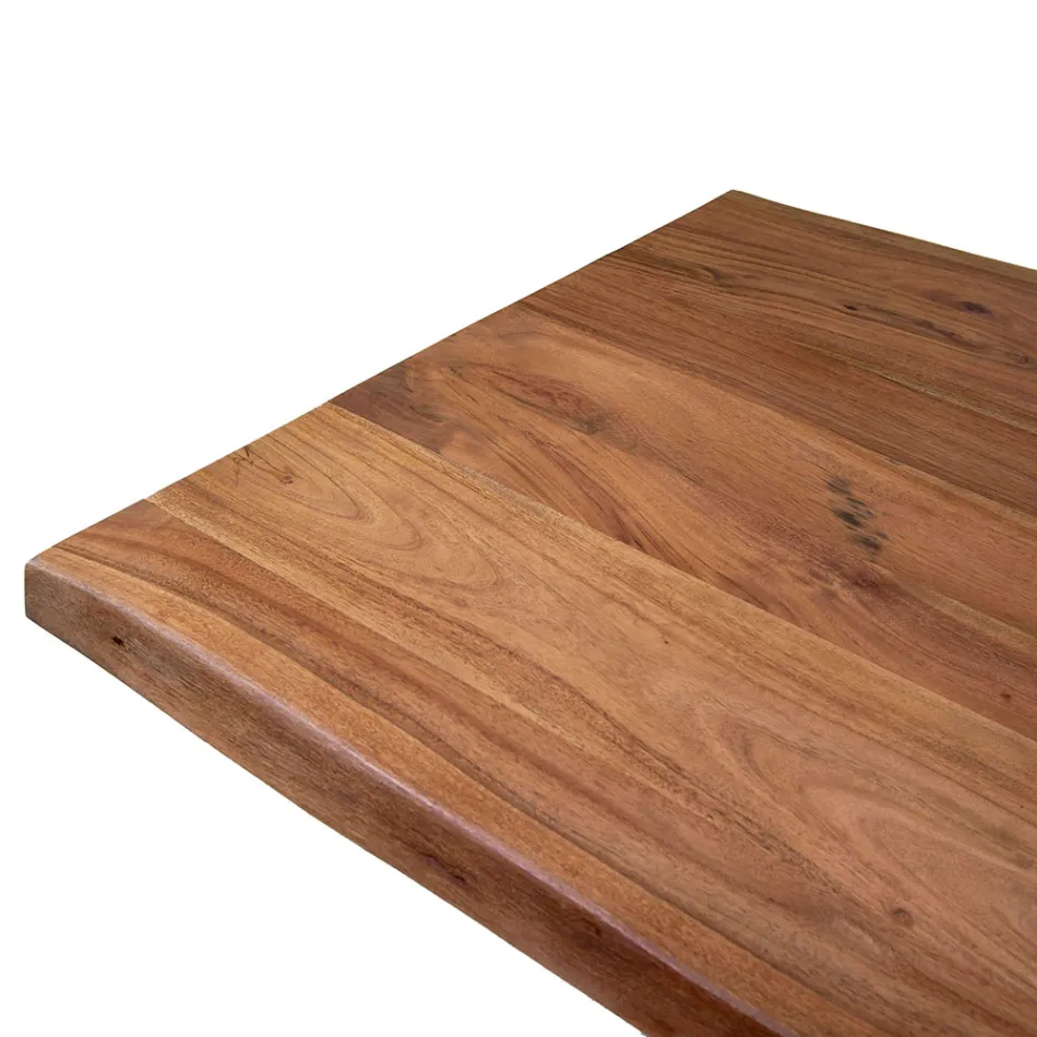 Mesa rectangular de interior con tablero de madera maciza de acacia - Brindisi viadurini