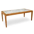 Mesa rectangular de madera de acacia y tapa de cerámica - Técnica viadurini