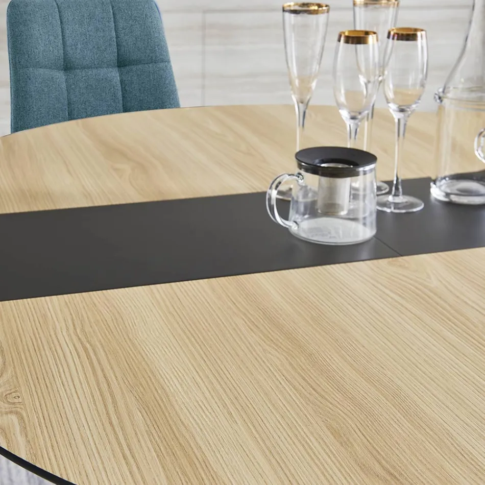 Mesa redonda extensible con tapa de MDF revestida en laminado - Puglia viadurini