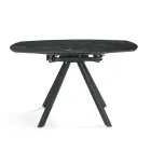 Mesa redonda extensible de piedra sinterizada con efecto mármol - Portico viadurini