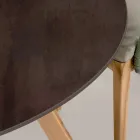 Mesa redonda de exterior en metal y cerámica corten Made in Italy - Pegaso viadurini