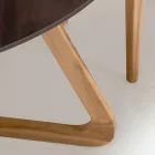 Mesa redonda de exterior en metal y cerámica corten Made in Italy - Pegaso viadurini