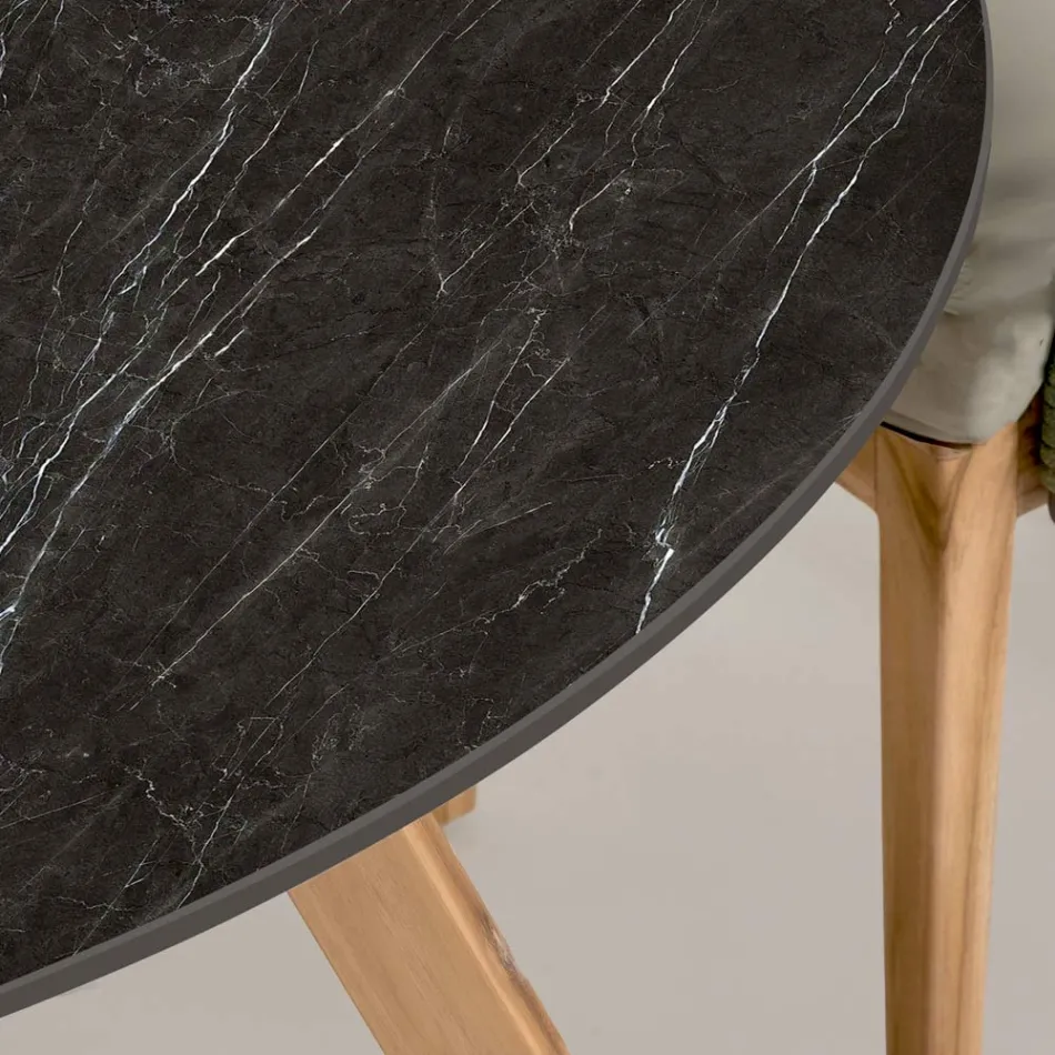 Mesa redonda de exterior de cerámica Marquinia negra Made in Italy - Pegaso viadurini