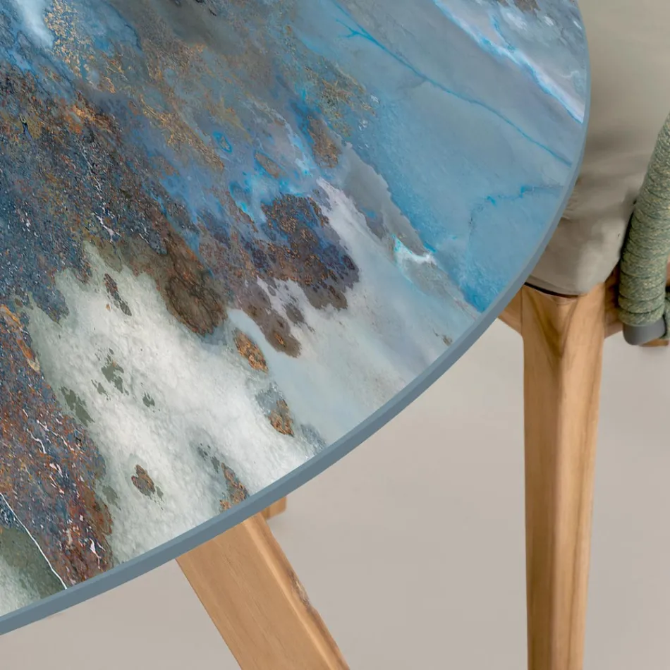 Mesa redonda de cerámica para exterior Thunderstorm Made in Italy - Pegaso viadurini