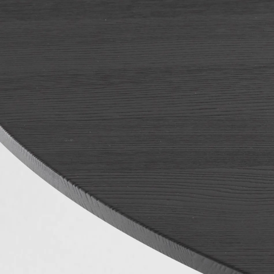 Mesa de comedor redonda de contrachapado chapado en fresno - Libra viadurini