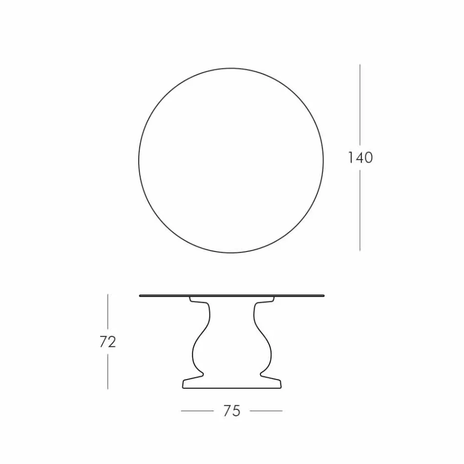 Mesa redonda de diseño clásico, Ø140 y tapa de HPL - Siglo XIX por Slide viadurini