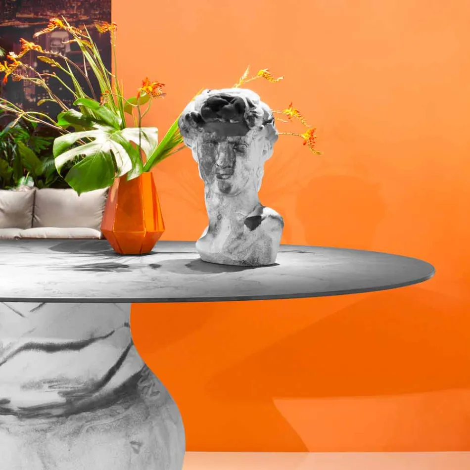 Mesa redonda de diseño clásico, Ø140 y tapa de HPL - Siglo XIX por Slide viadurini