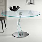 Mesa redonda de diseño moderno en vidrio extra claro hecho en Italia - Akka viadurini
