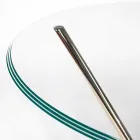 mesa redonda moderna con tapa de cristal y base de mármol Adele viadurini